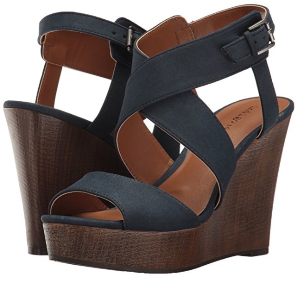Indigo Navy Crisscross Wedge Sandals